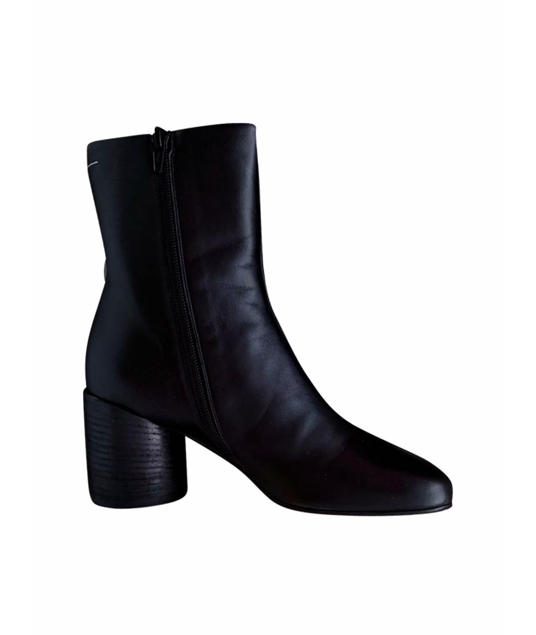 MM6 MAISON MARGIELA Черные кожаные ботильоны, фото 1