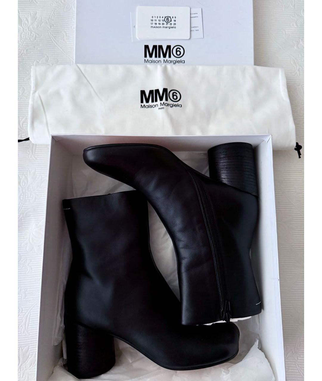 MM6 MAISON MARGIELA Черные кожаные ботильоны, фото 9