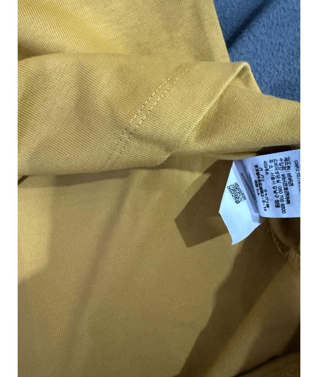 BURBERRY Горчичное хлопковое повседневное платье, фото 4