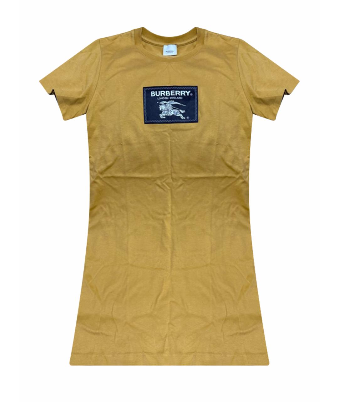 BURBERRY Горчичное хлопковое повседневное платье, фото 1