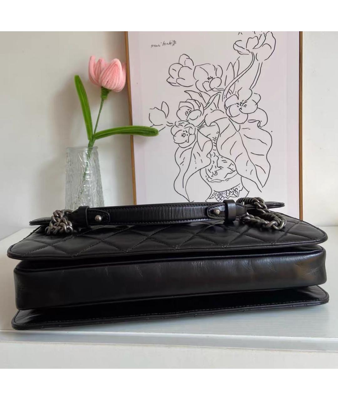 CHANEL Черная кожаная сумка через плечо, фото 6