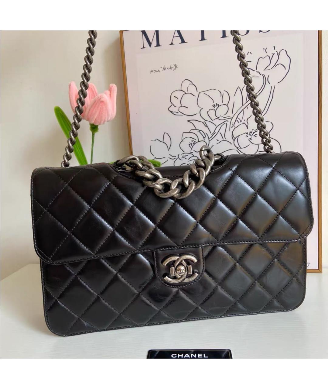 CHANEL Черная кожаная сумка через плечо, фото 8