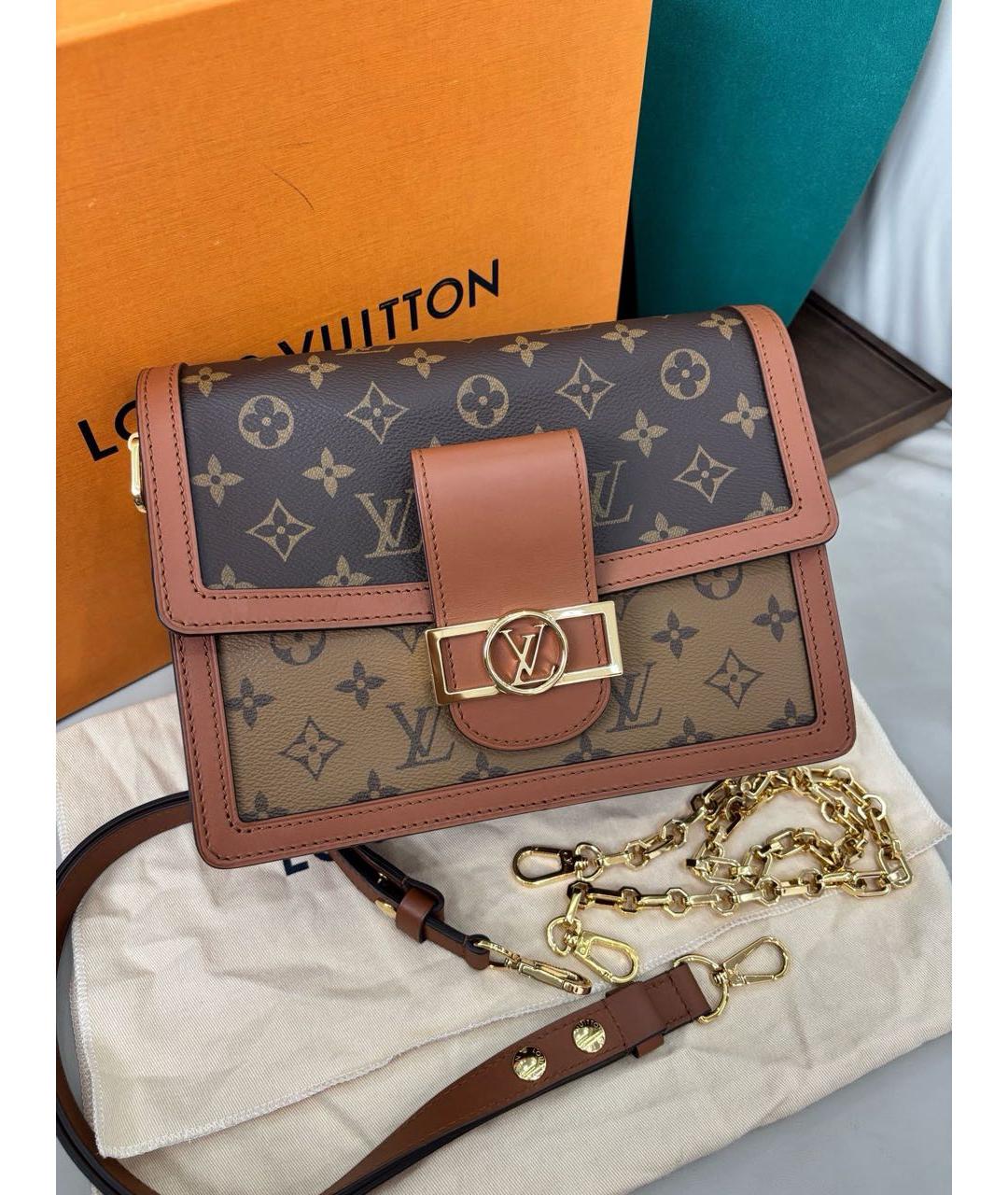LOUIS VUITTON Коричневая кожаная сумка через плечо, фото 9