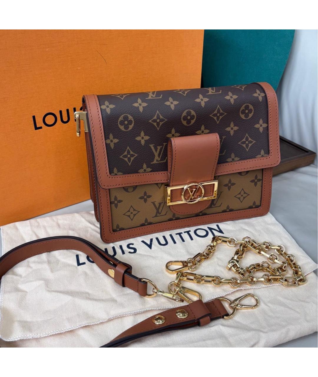LOUIS VUITTON Коричневая кожаная сумка через плечо, фото 2