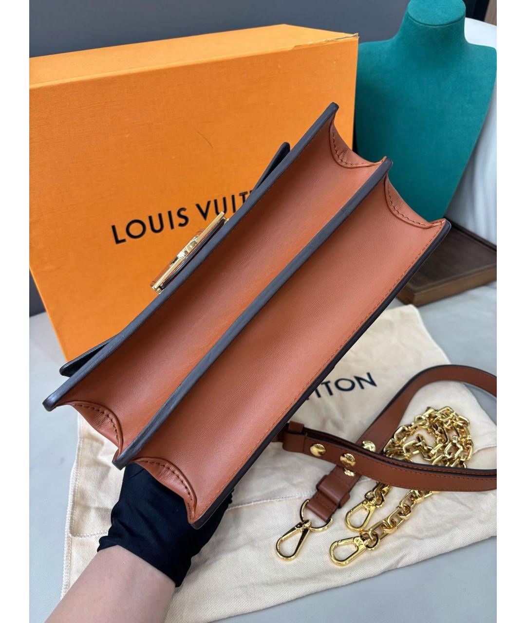 LOUIS VUITTON Коричневая кожаная сумка через плечо, фото 5