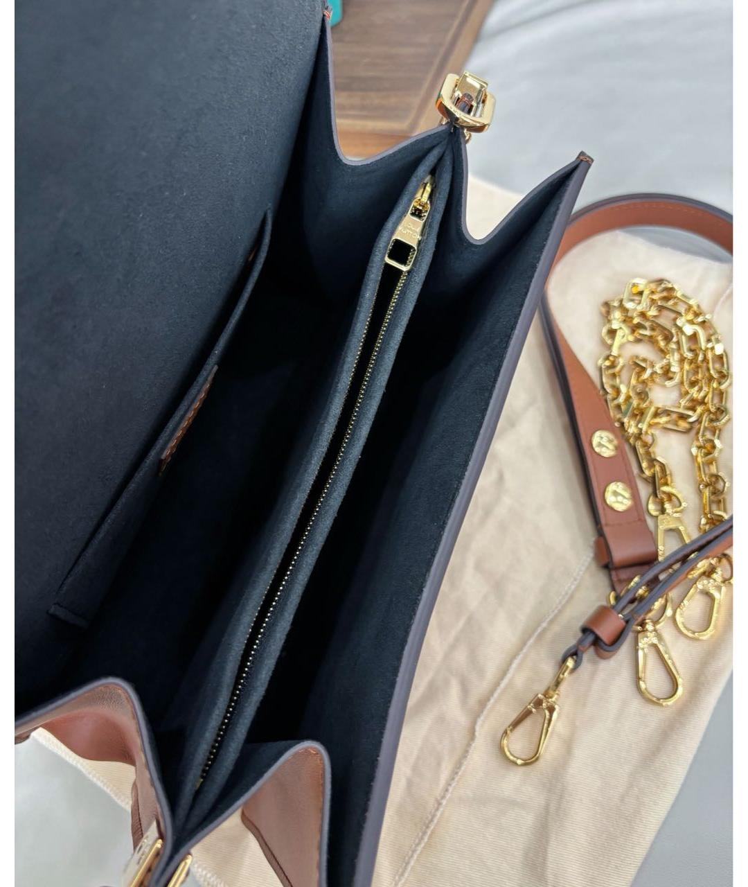 LOUIS VUITTON Коричневая кожаная сумка через плечо, фото 7