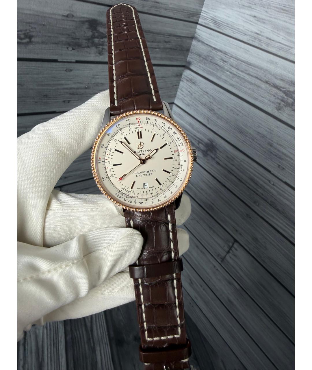 BREITLING Белые часы из розового золота, фото 2