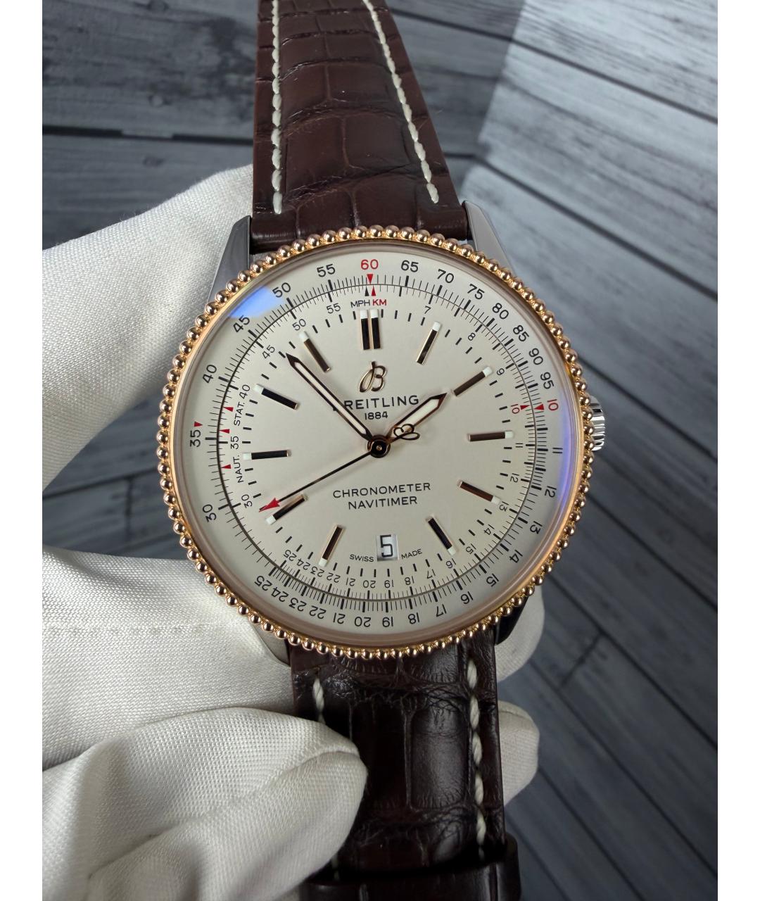 BREITLING Белые часы из розового золота, фото 3