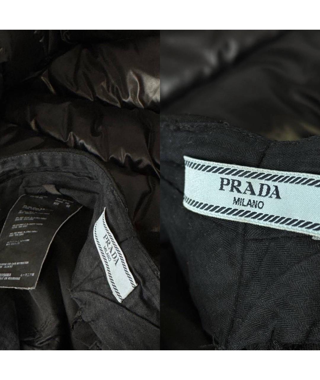 PRADA Черные шерстяные брюки широкие, фото 3