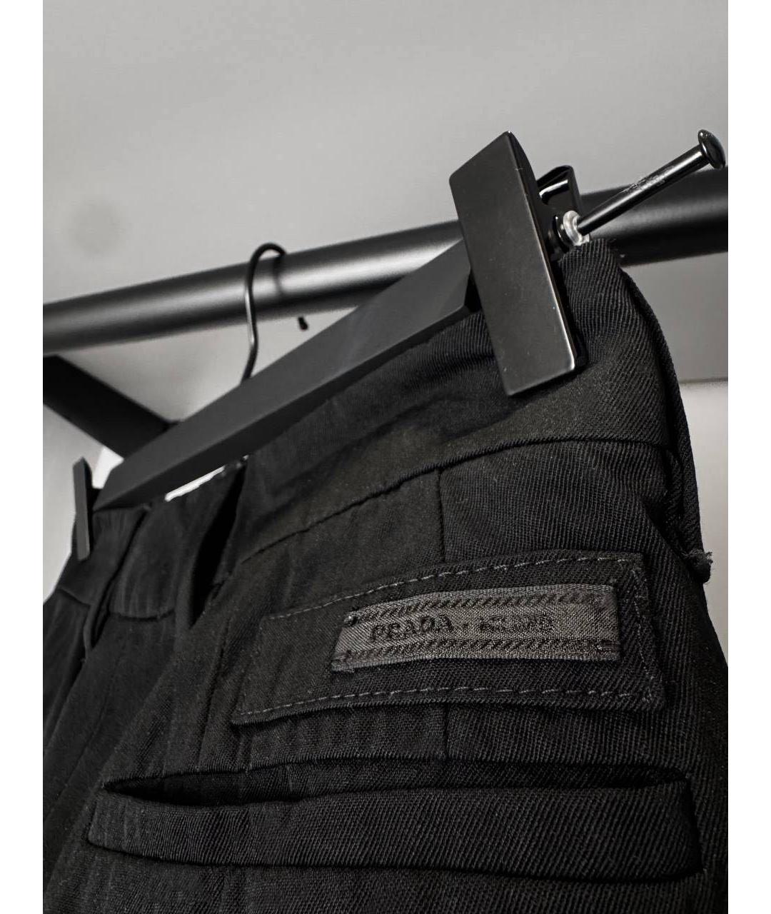 PRADA Черные шерстяные брюки широкие, фото 4