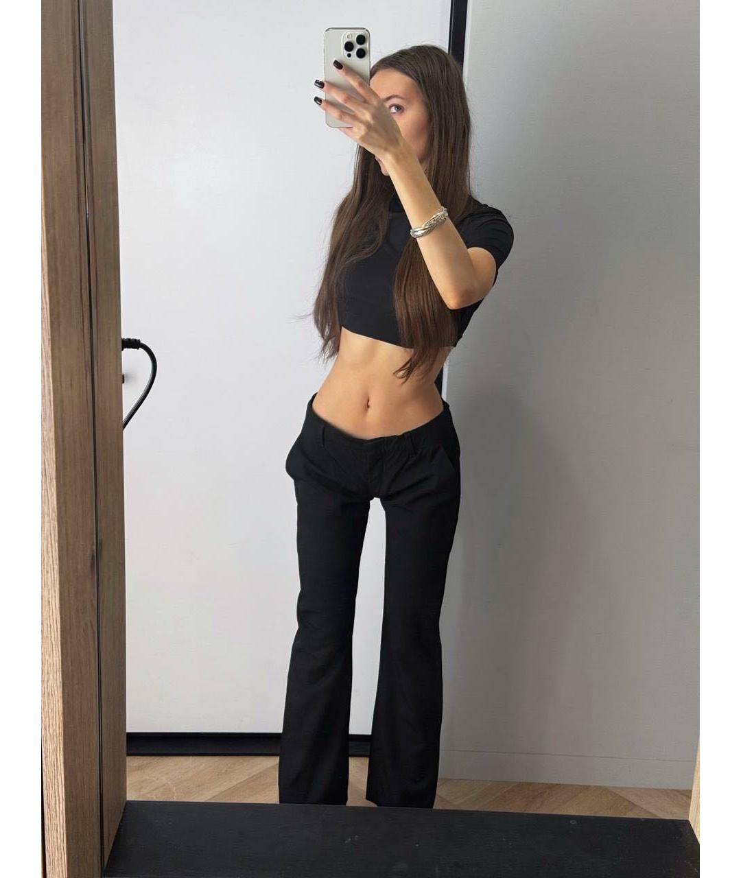 PRADA Черные шерстяные брюки широкие, фото 5