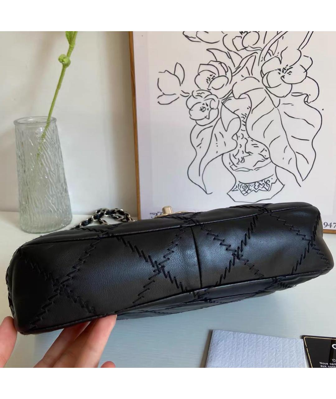 CHANEL Черная кожаная сумка через плечо, фото 7