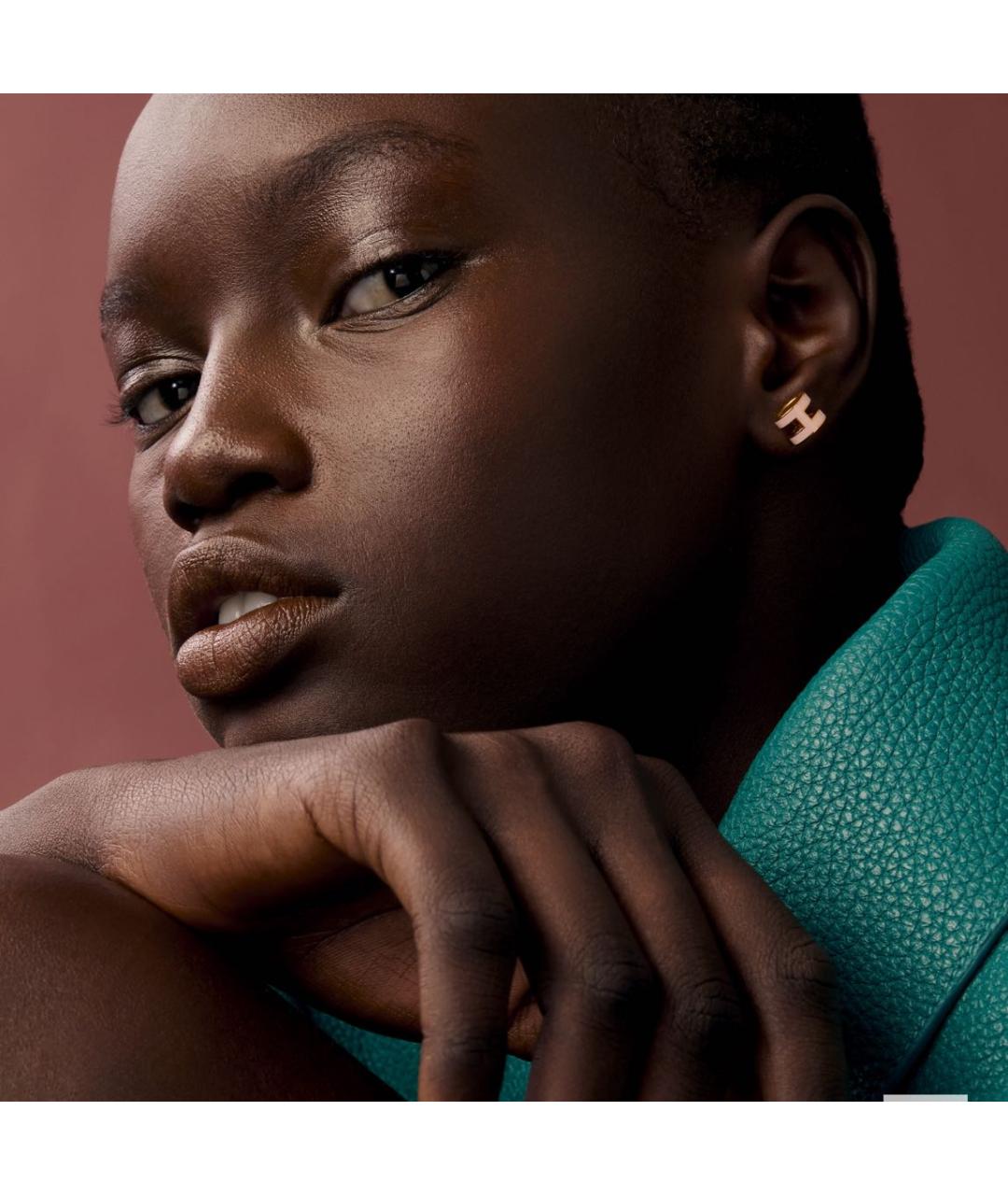 HERMES Розовые металлические серьги, фото 2