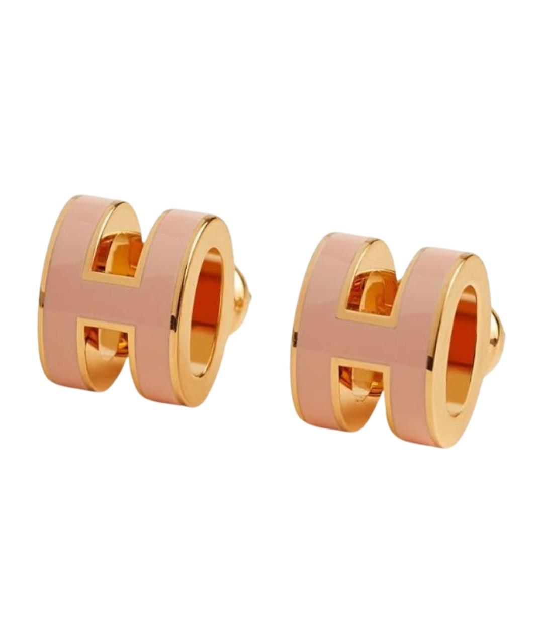 HERMES Розовые металлические серьги, фото 1