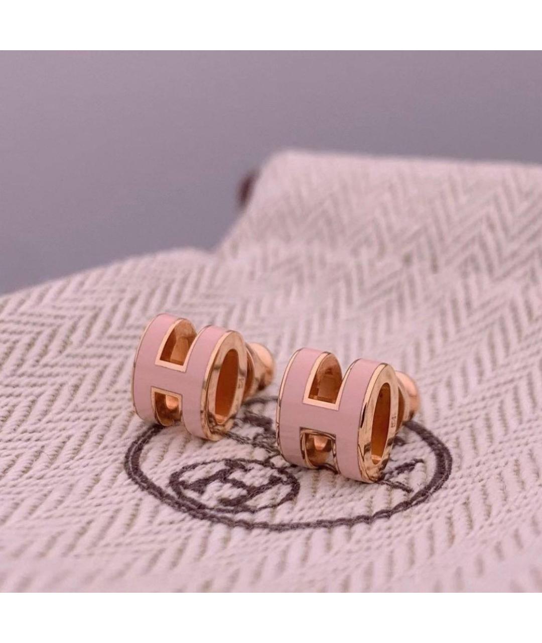 HERMES Розовые металлические серьги, фото 3