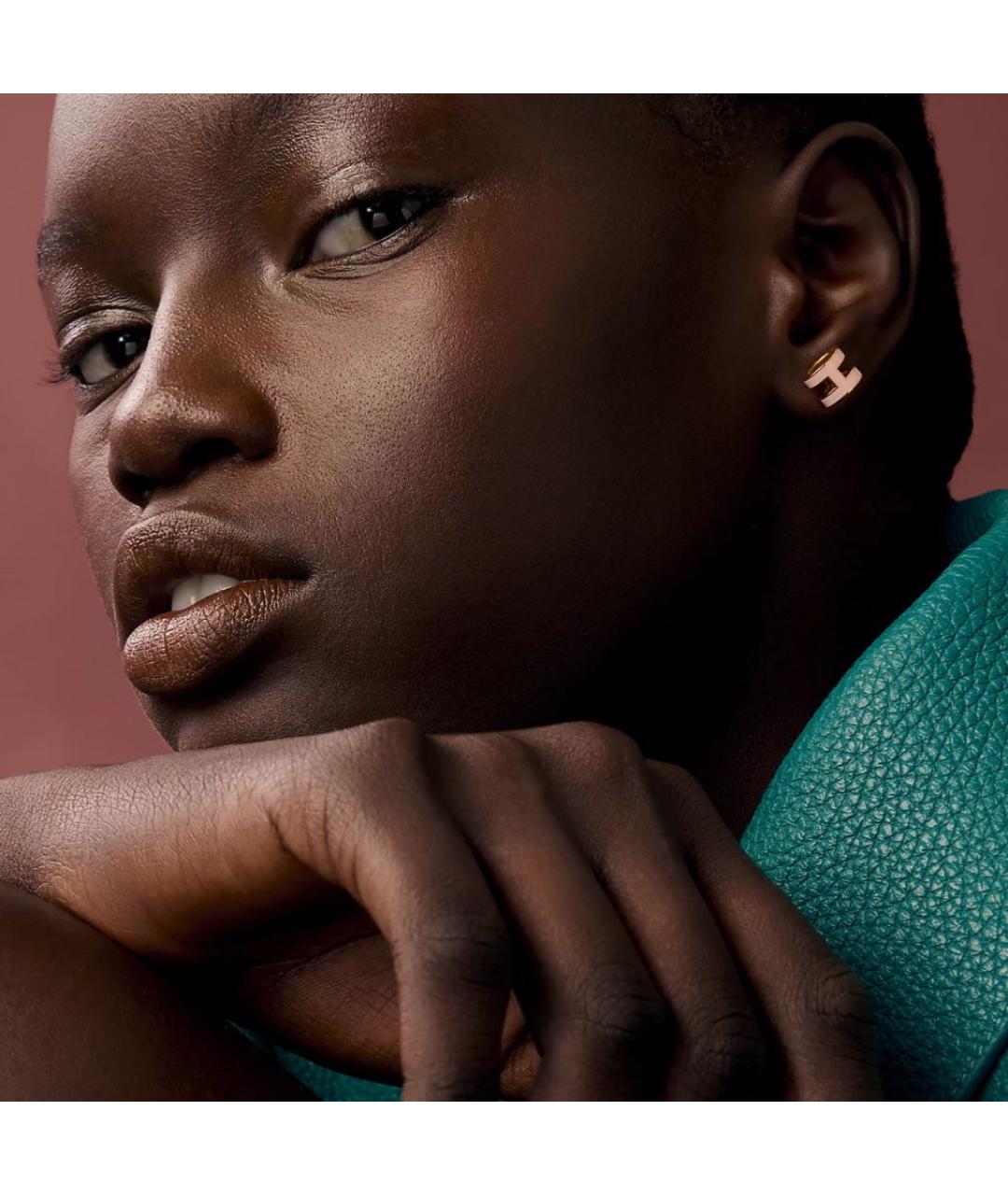 HERMES Розовые металлические серьги, фото 2