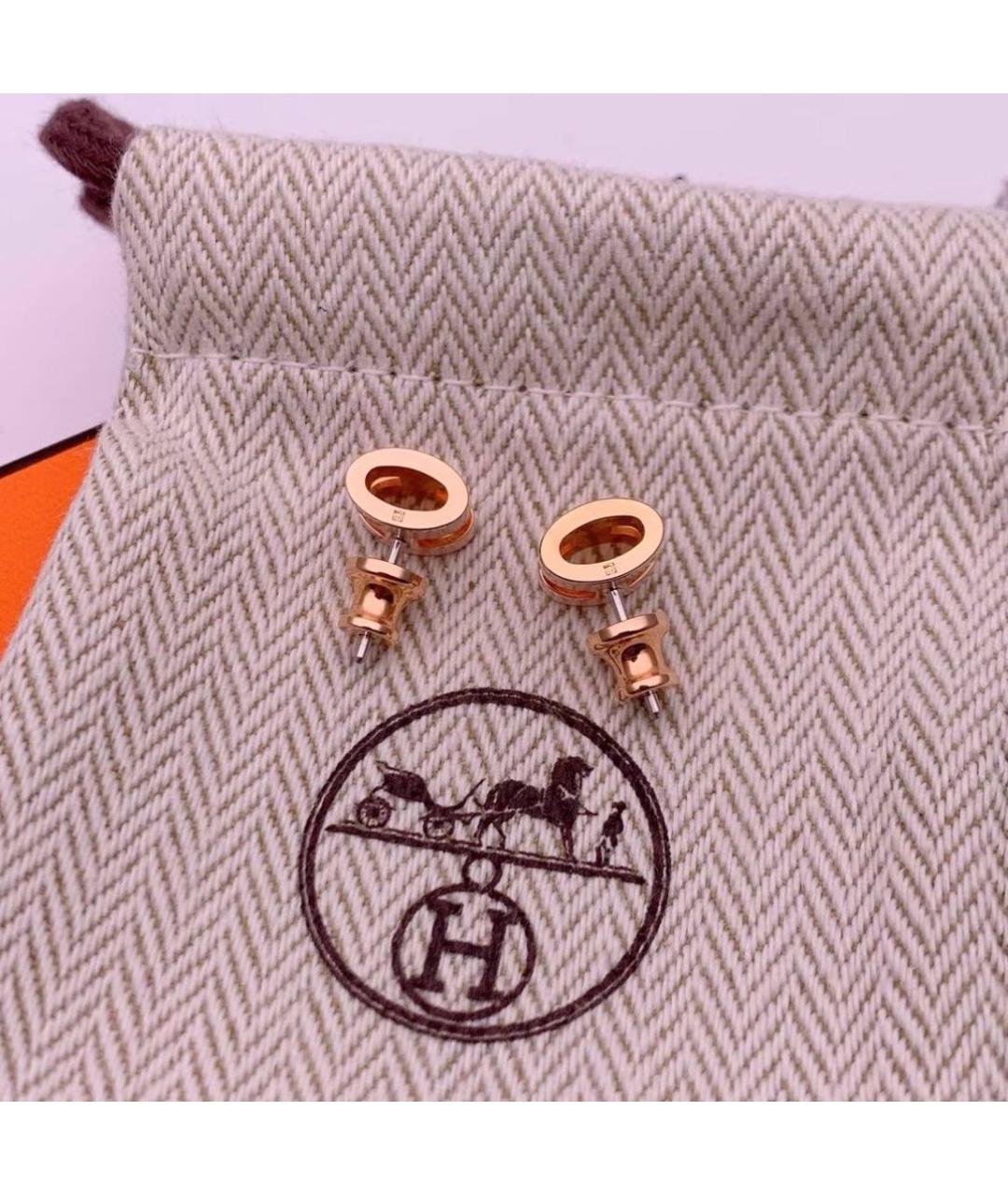 HERMES Розовые металлические серьги, фото 4