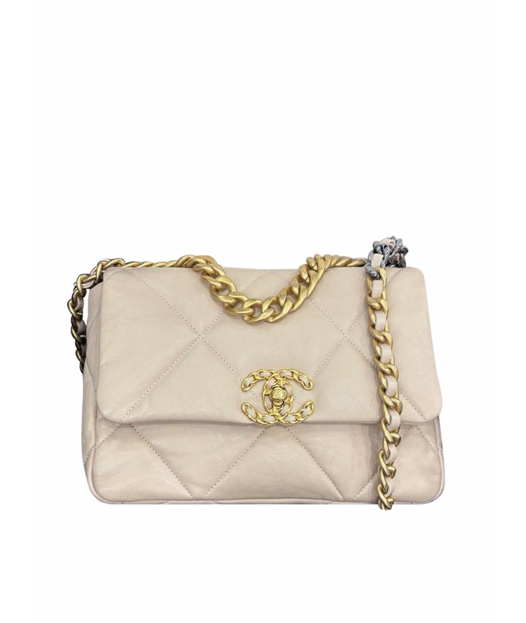 CHANEL Бежевая кожаная сумка через плечо, фото 10
