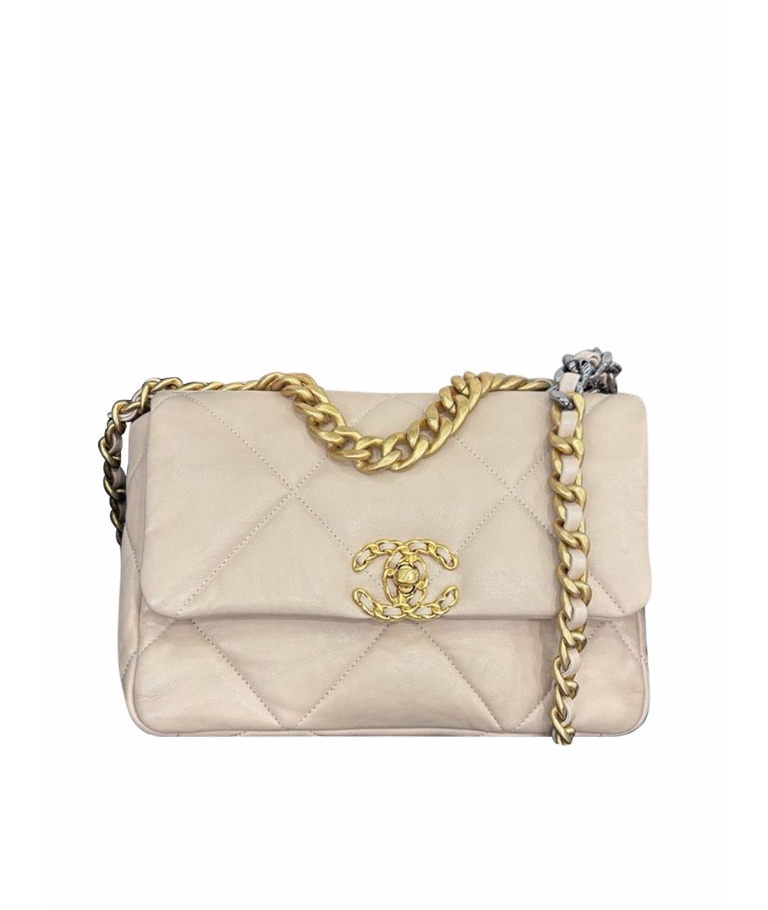 CHANEL Бежевая кожаная сумка через плечо, фото 1