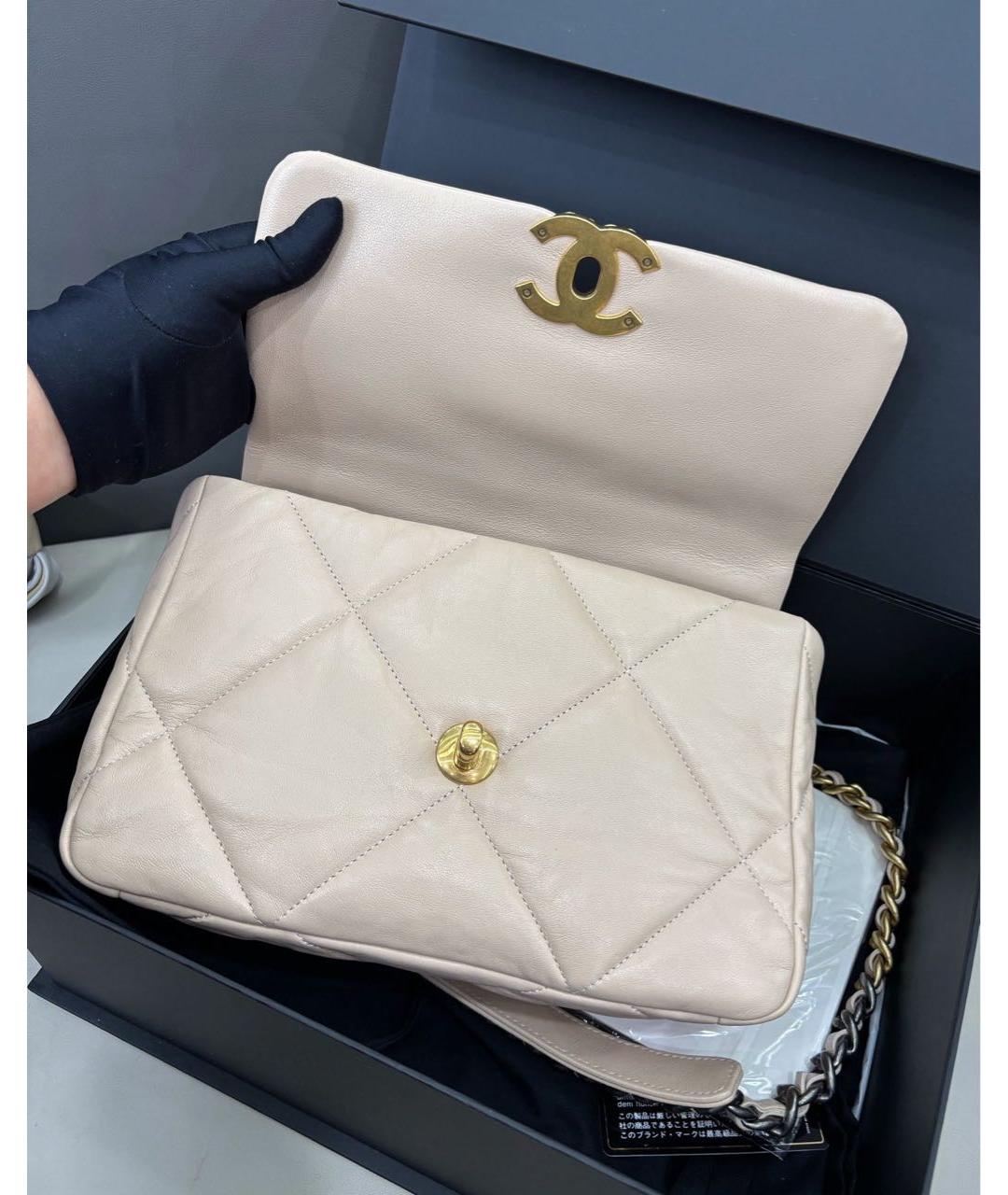 CHANEL Бежевая кожаная сумка через плечо, фото 7