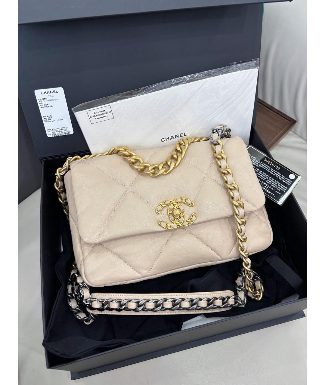 CHANEL Бежевая кожаная сумка через плечо, фото 9