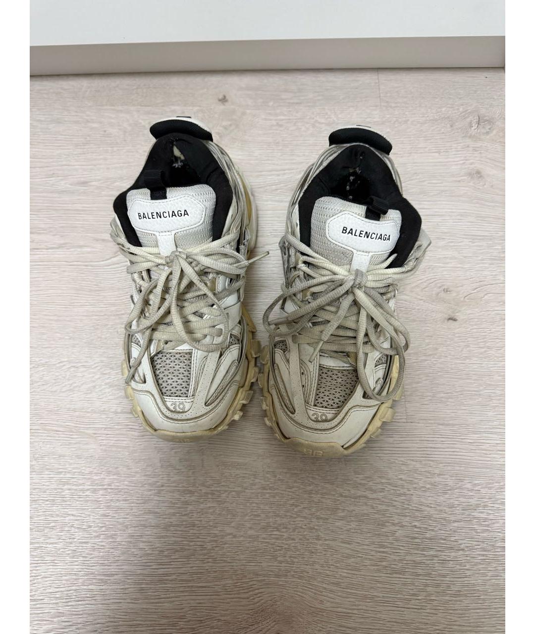 BALENCIAGA Белые кожаные кроссовки, фото 2