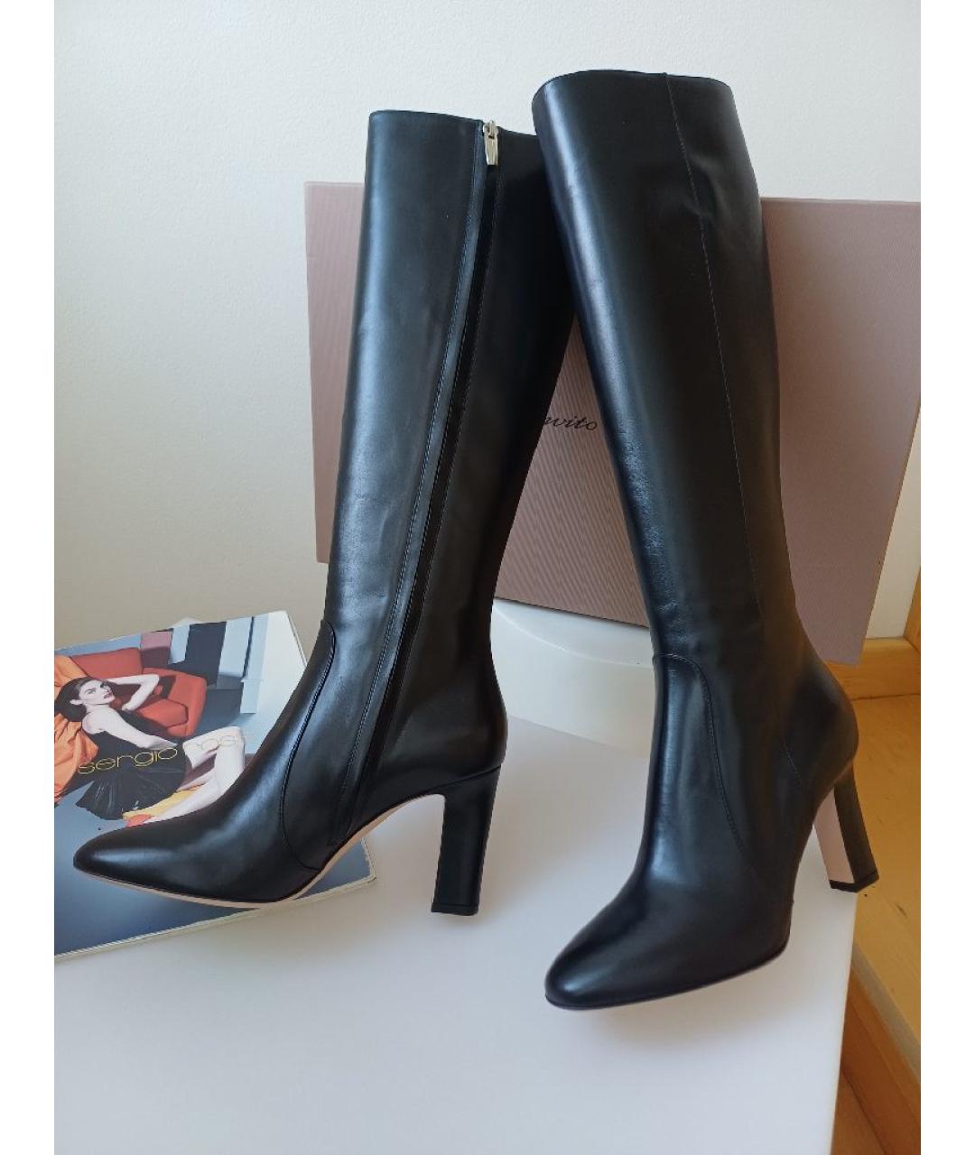 GIANVITO ROSSI Черные кожаные сапоги, фото 2