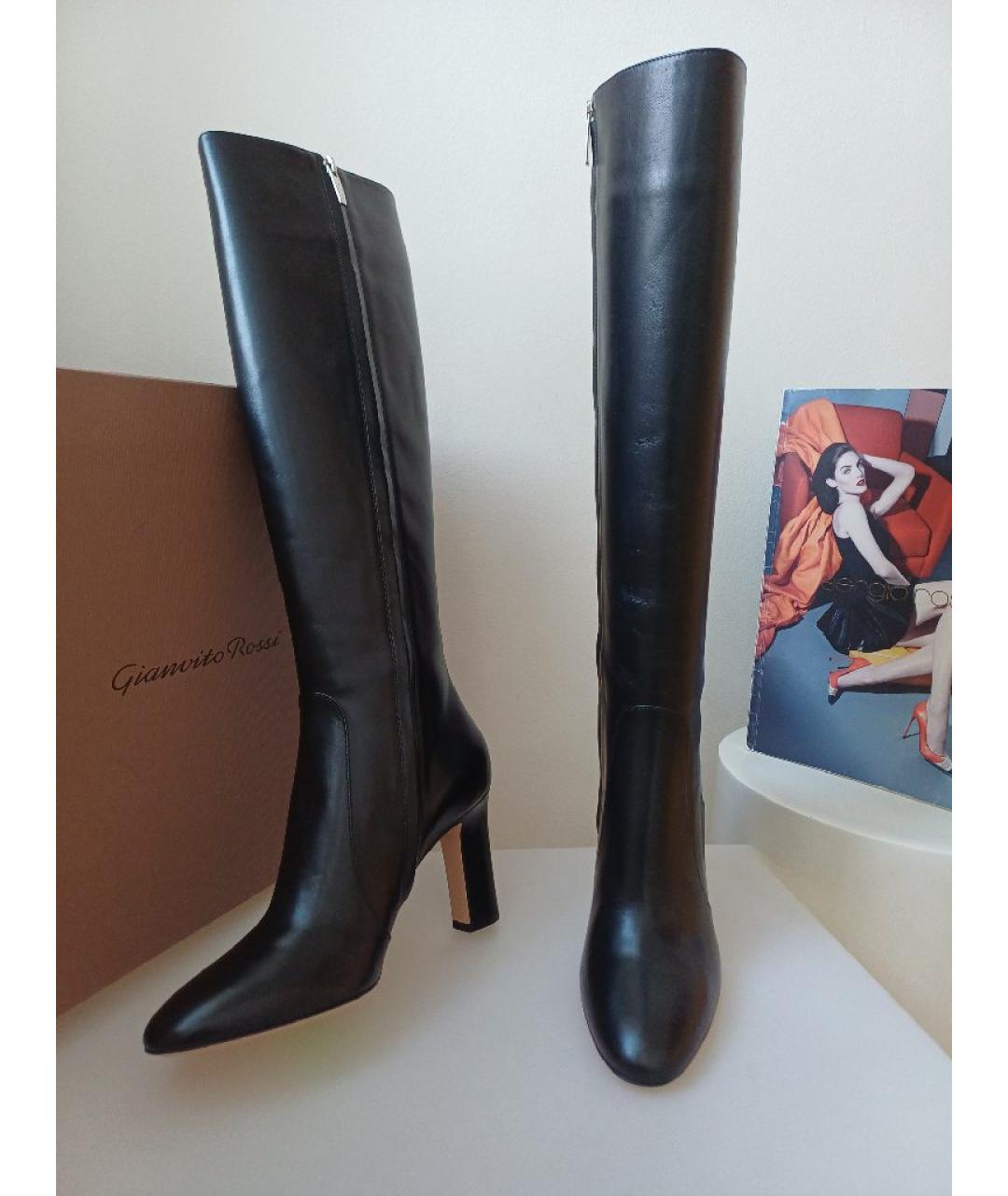 GIANVITO ROSSI Черные кожаные сапоги, фото 5