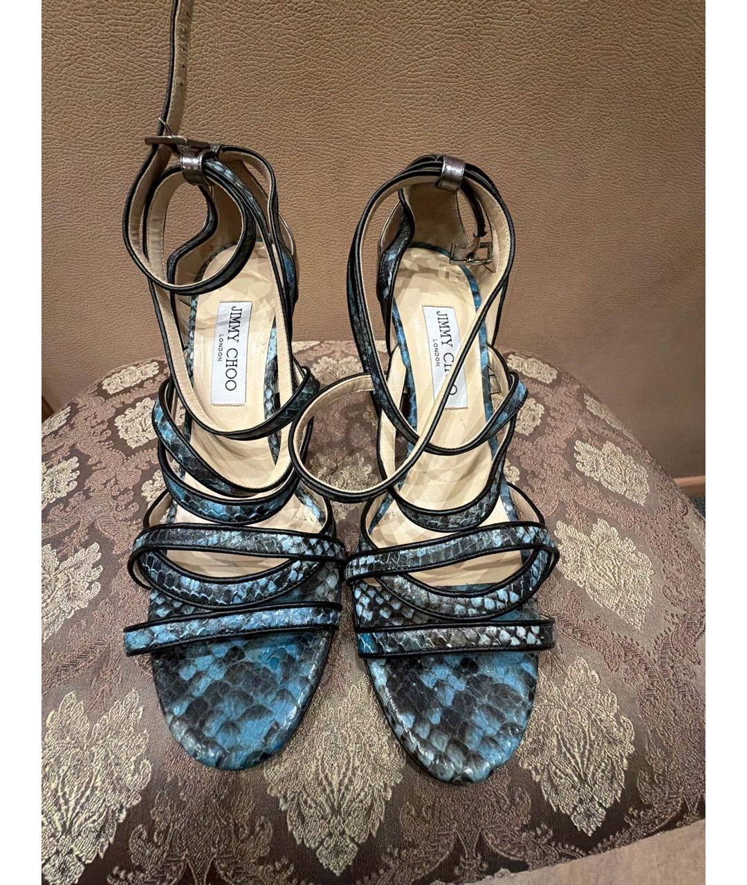 JIMMY CHOO Синие кожаные босоножки, фото 2