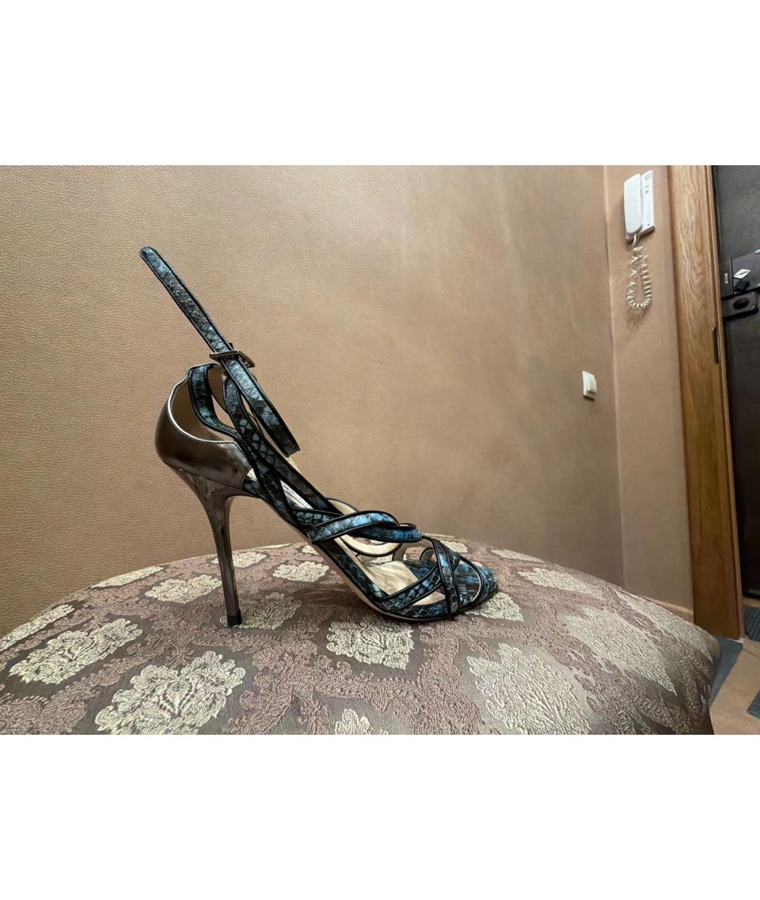 JIMMY CHOO Синие кожаные босоножки, фото 5