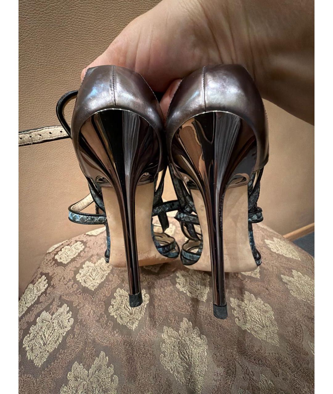 JIMMY CHOO Синие кожаные босоножки, фото 4