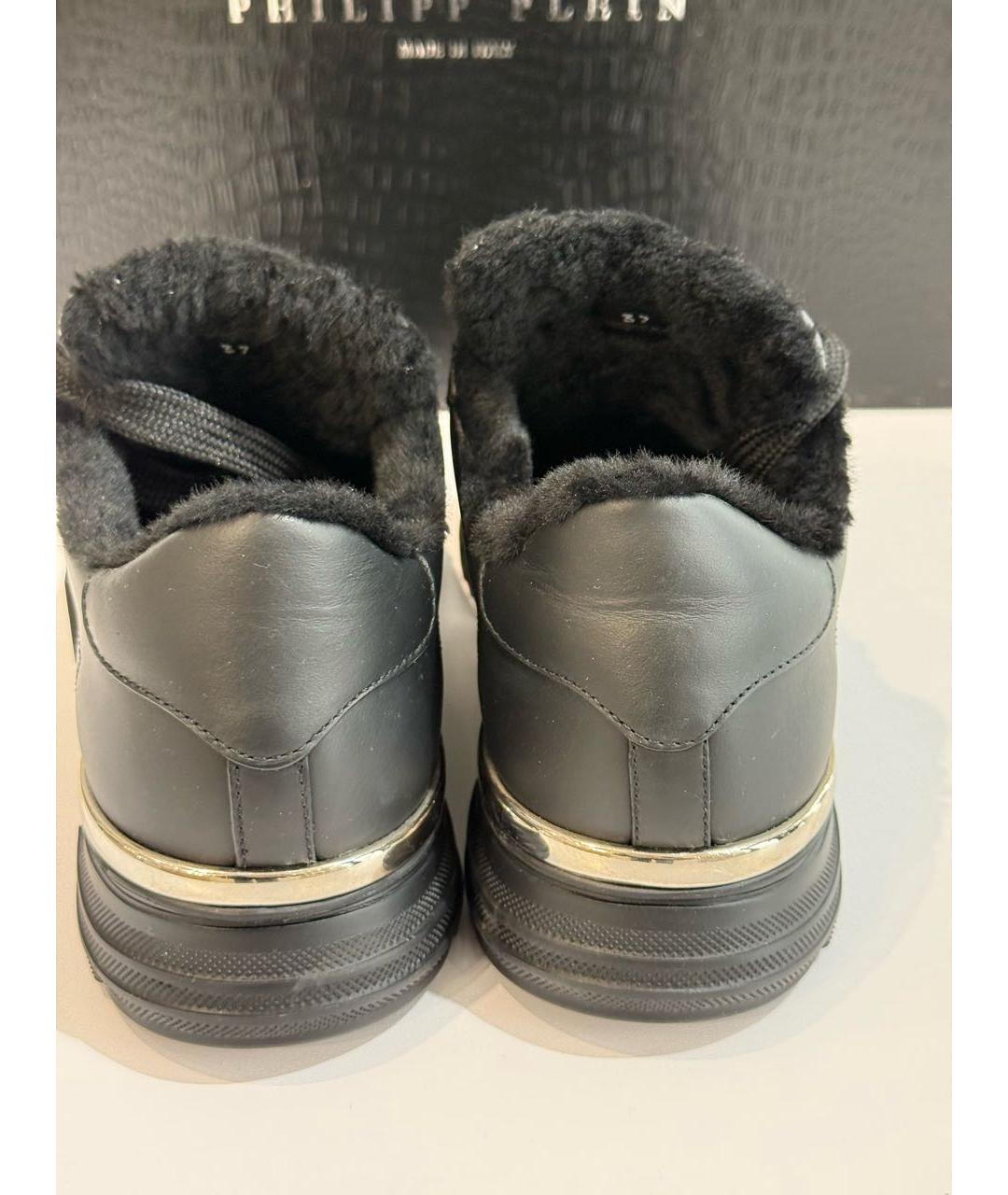 PHILIPP PLEIN Черные кожаные кроссовки, фото 5
