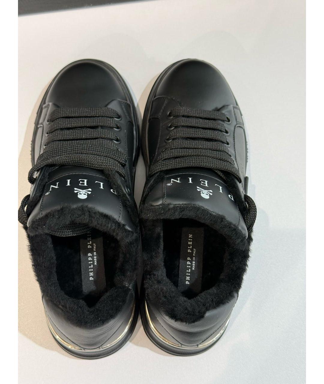 PHILIPP PLEIN Черные кожаные кроссовки, фото 4