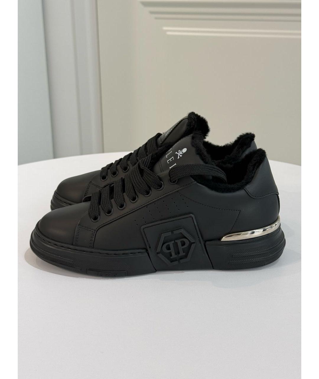 PHILIPP PLEIN Черные кожаные кроссовки, фото 9