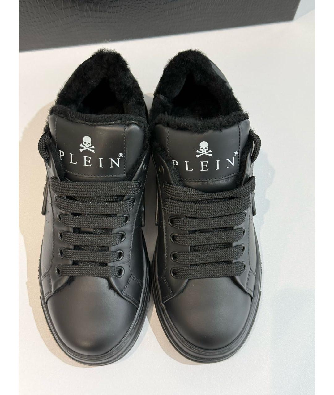 PHILIPP PLEIN Черные кожаные кроссовки, фото 3