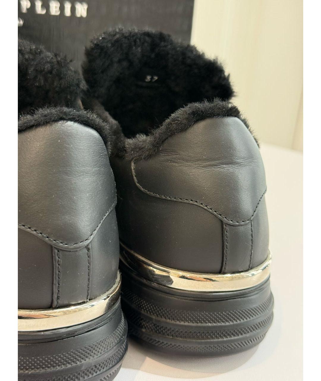 PHILIPP PLEIN Черные кожаные кроссовки, фото 7