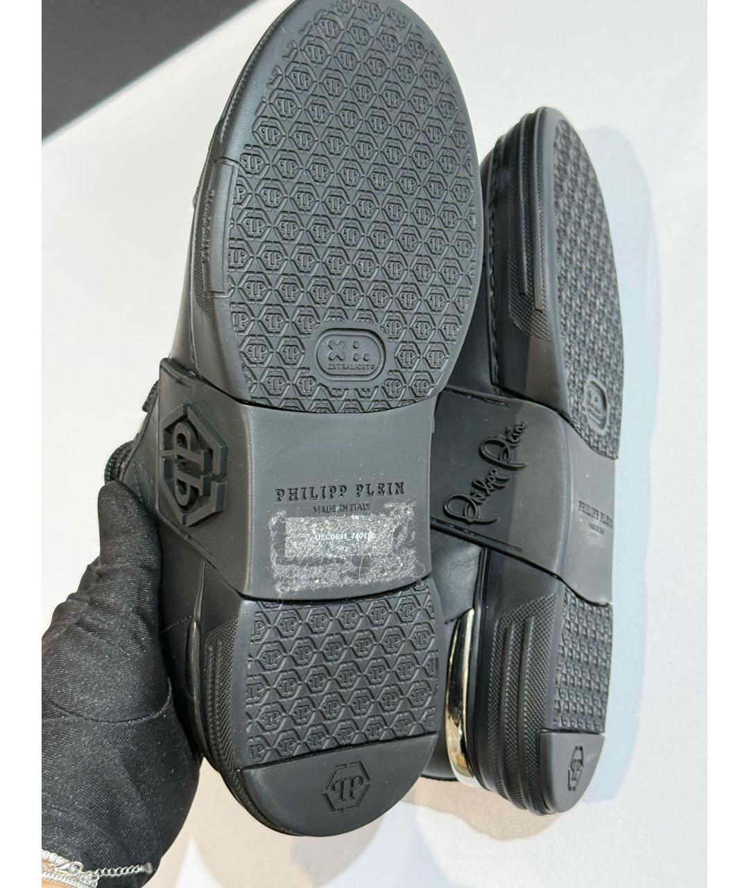 PHILIPP PLEIN Черные кожаные кроссовки, фото 8