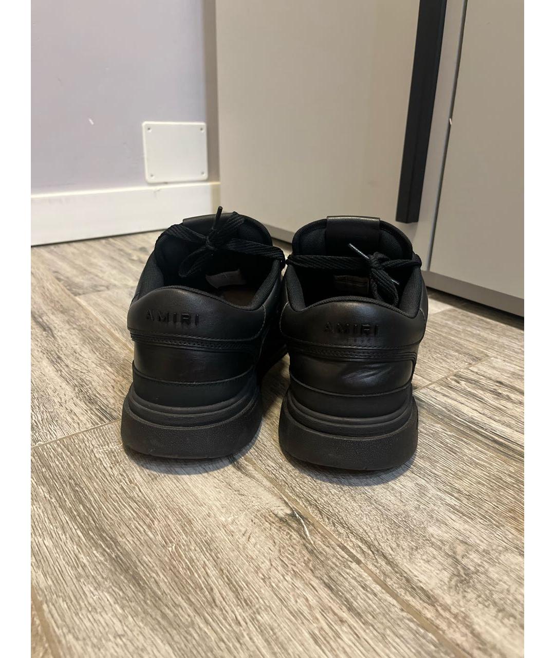 AMIRI Черные кожаные низкие кроссовки / кеды, фото 4