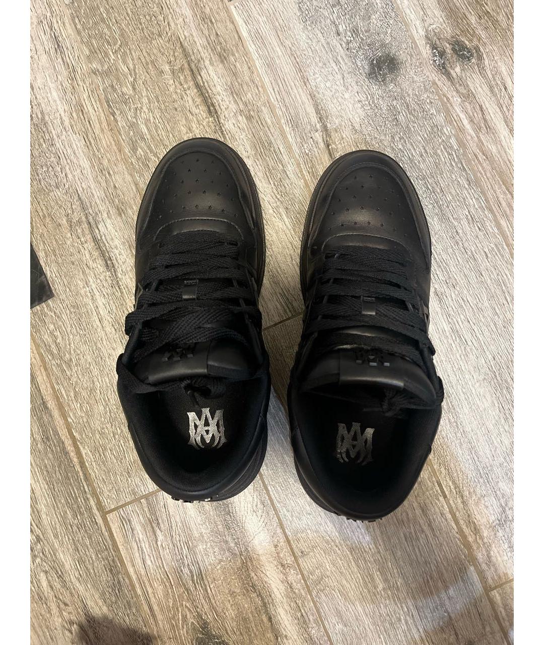 AMIRI Черные кожаные низкие кроссовки / кеды, фото 3