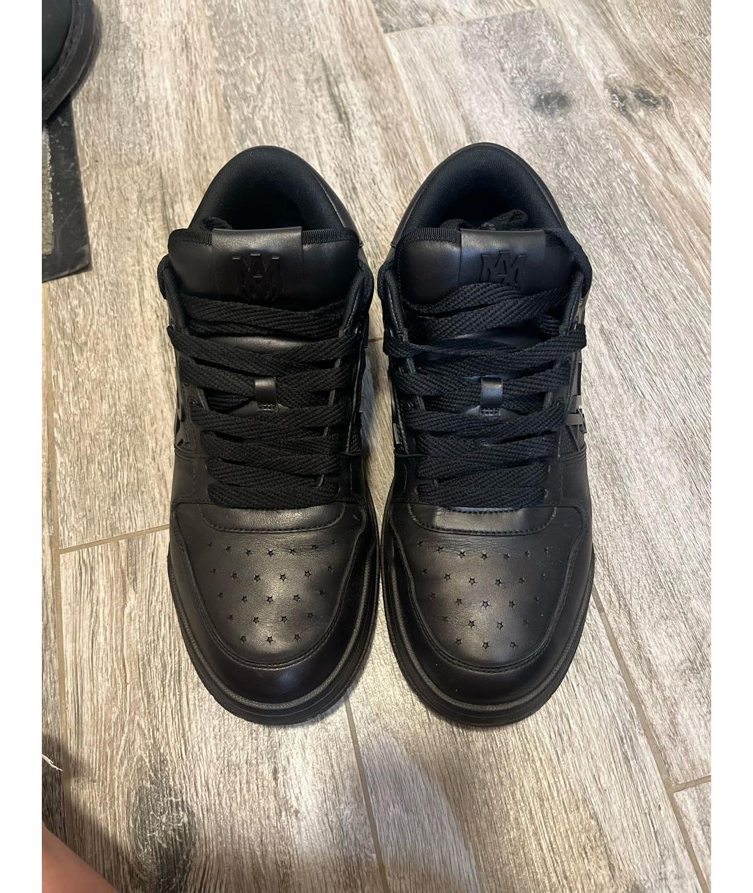 AMIRI Черные кожаные низкие кроссовки / кеды, фото 2