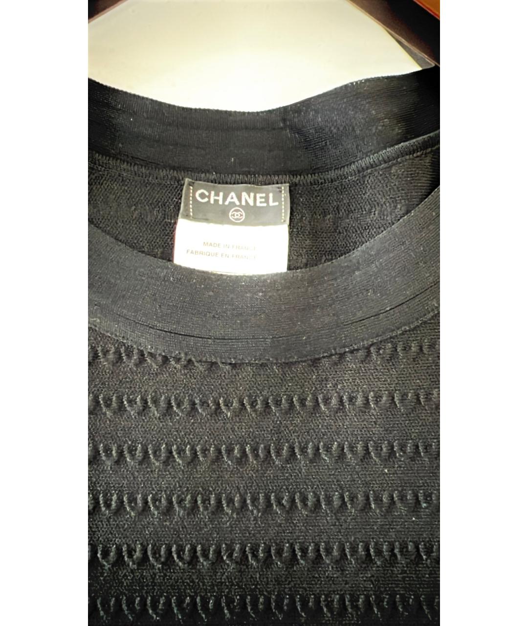 CHANEL Черное вискозное повседневное платье, фото 4