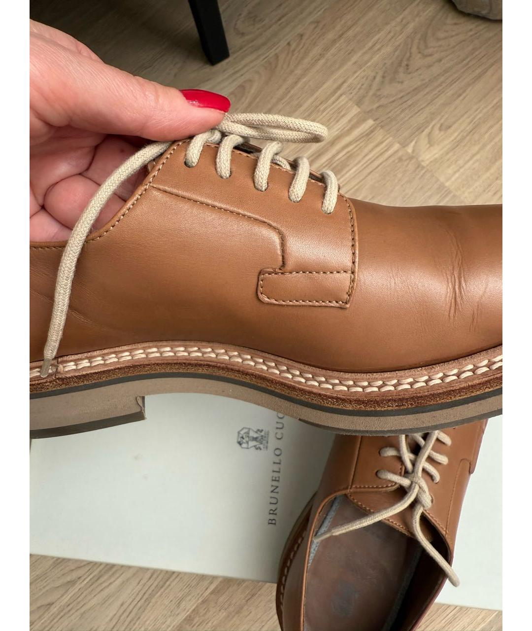 BRUNELLO CUCINELLI Коричневые кожаные туфли, фото 7