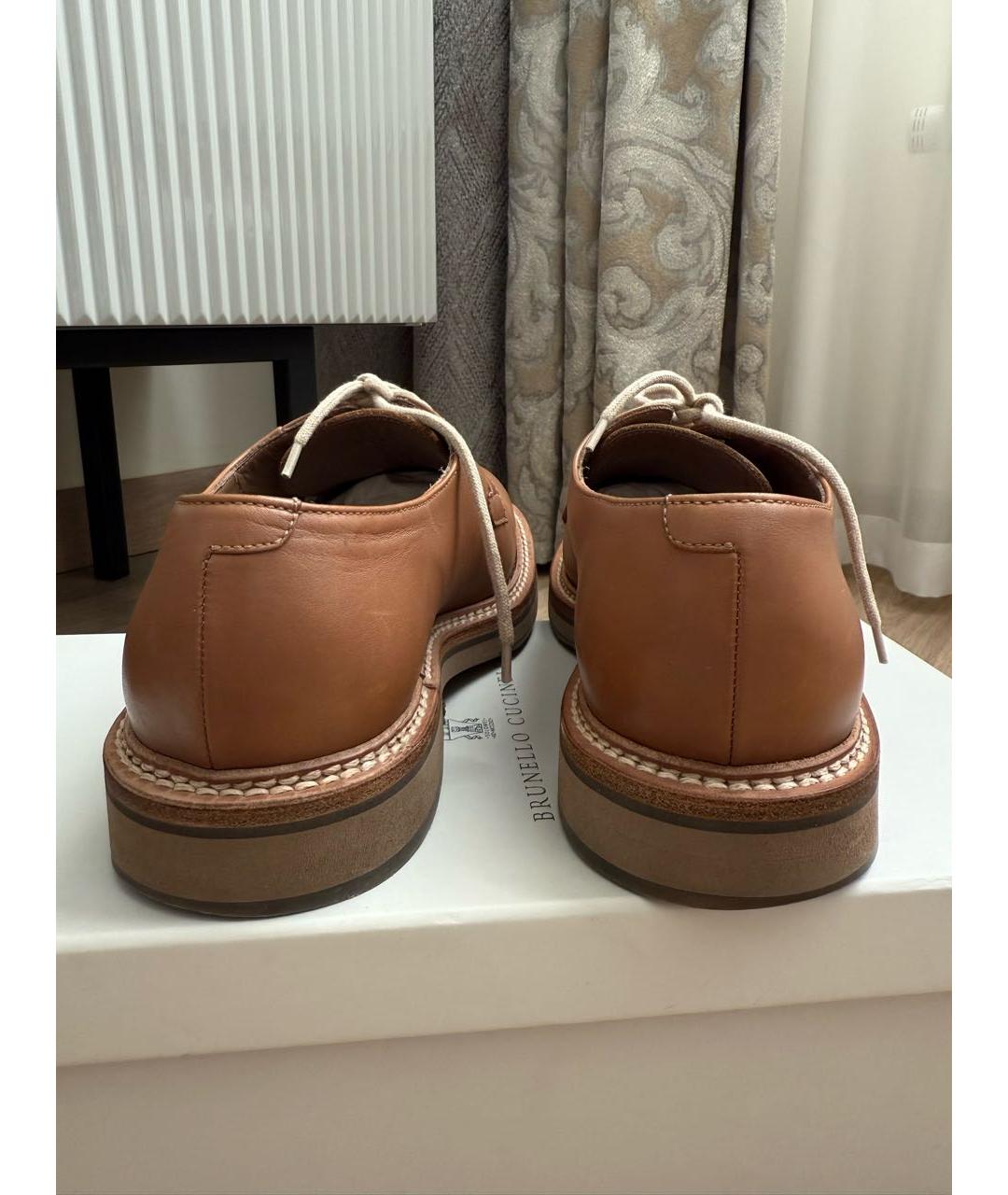 BRUNELLO CUCINELLI Коричневые кожаные туфли, фото 4