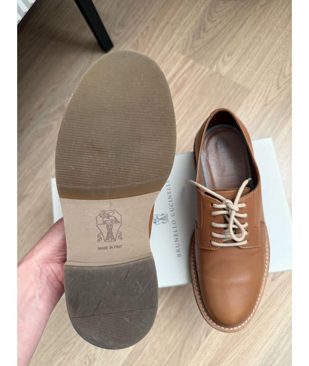 BRUNELLO CUCINELLI Коричневые кожаные туфли, фото 5
