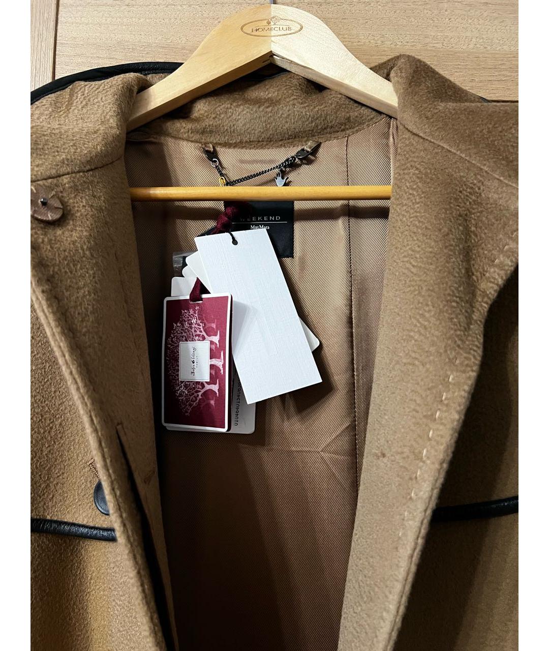 WEEKEND MAX MARA Бежевое шерстяное пальто, фото 4