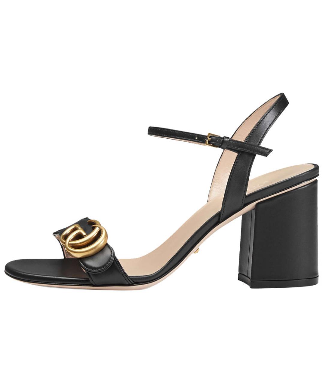 GUCCI Черные кожаные сандалии, фото 2