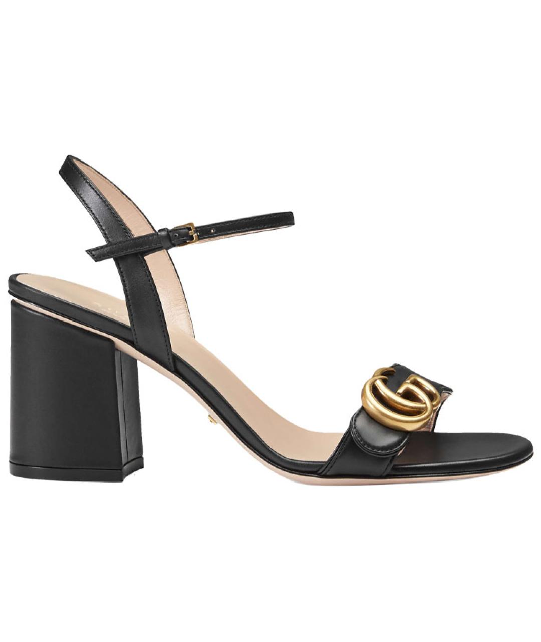 GUCCI Черные кожаные сандалии, фото 1