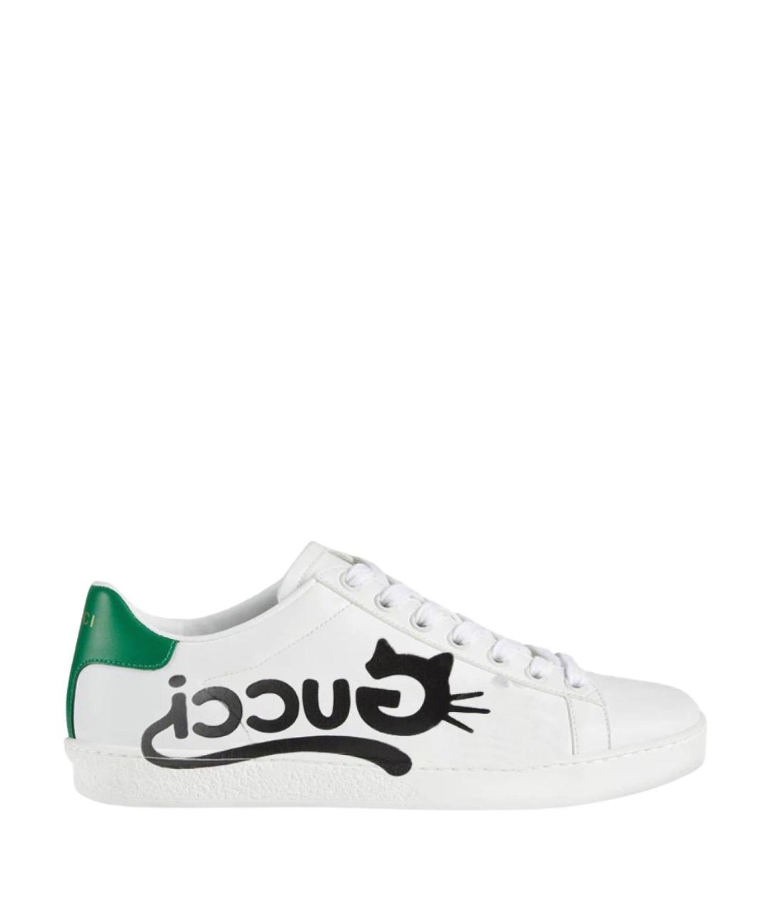 GUCCI Белые кожаные кеды, фото 1