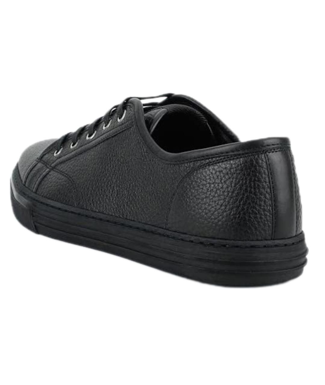 GUCCI Черные кожаные низкие кроссовки / кеды, фото 5