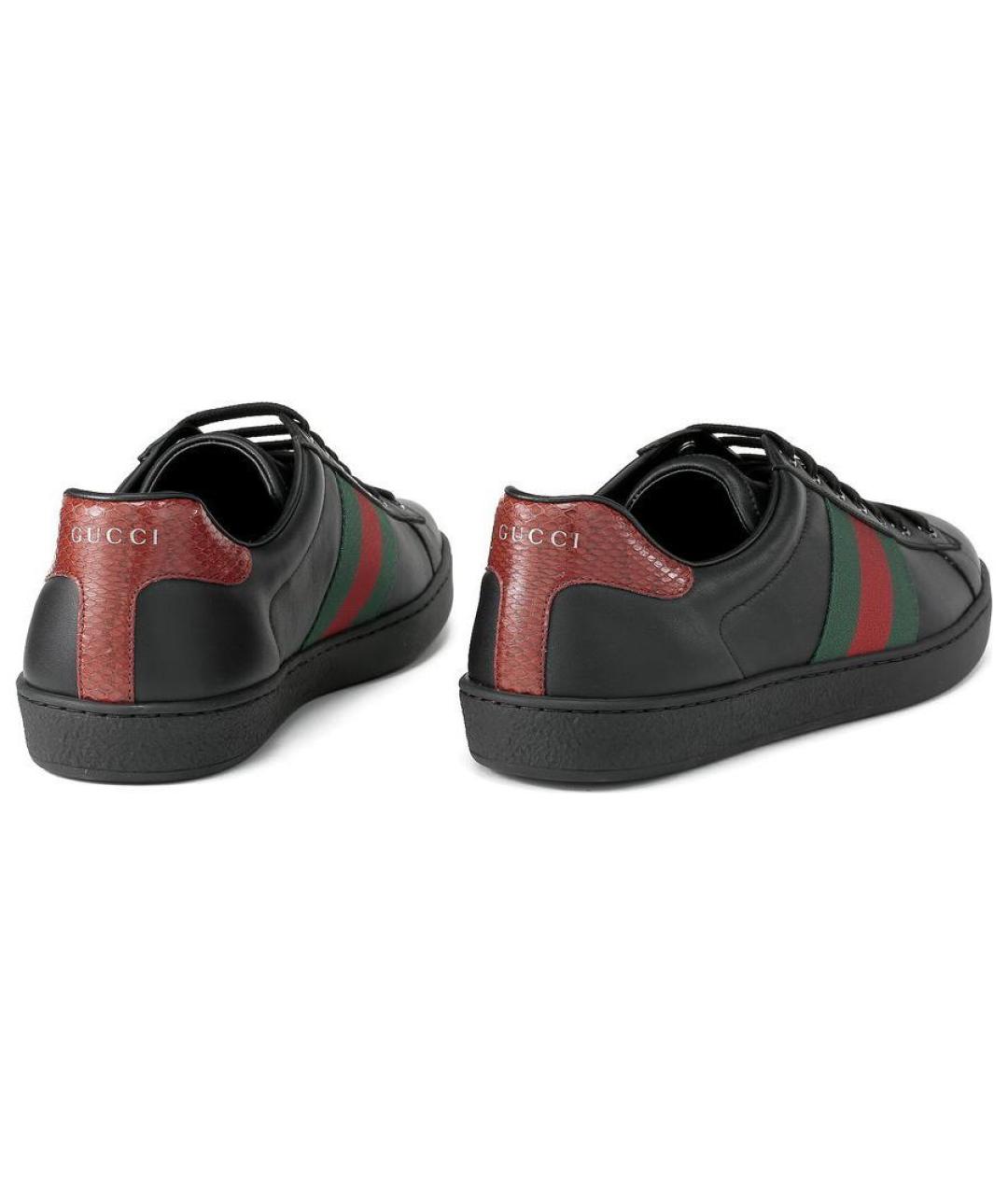 GUCCI Черные кожаные низкие кроссовки / кеды, фото 4